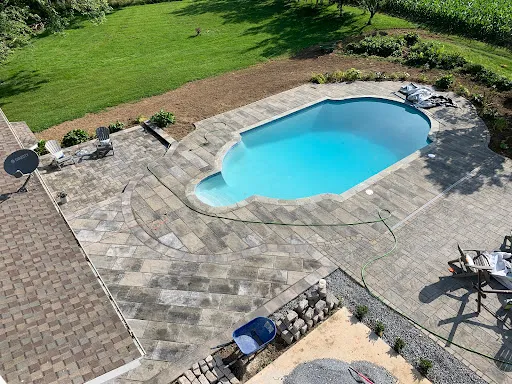 Landscape lighting in a finished outdoor living space