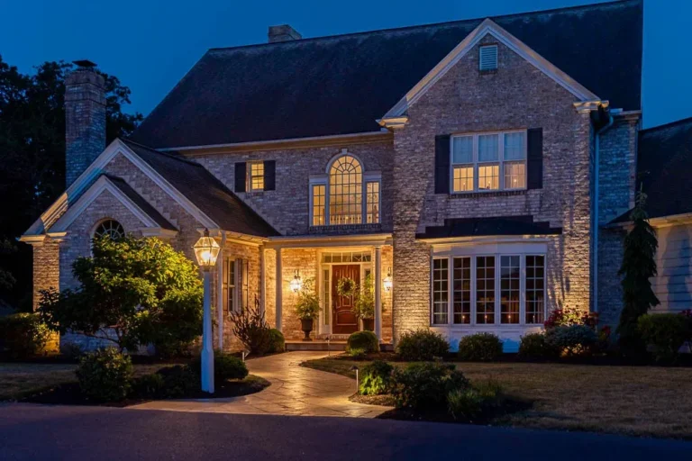 Outdoor lighting along a paver walkway