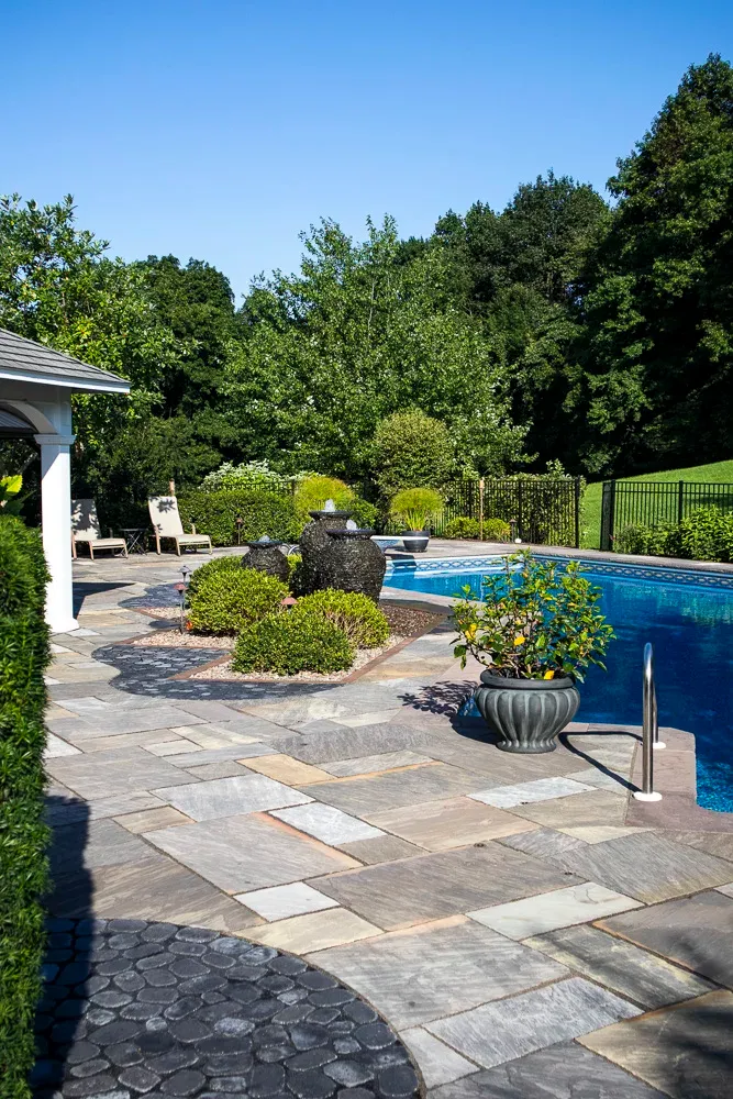Paved outdoor seating area